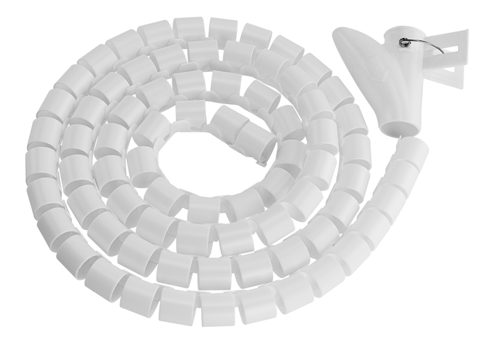 Brateck 25mm/1" Diameter Coiled Tube Cable Sleeve Material Polyethylene(PE) Dimensions 1000x25mm - White thumbnail 2