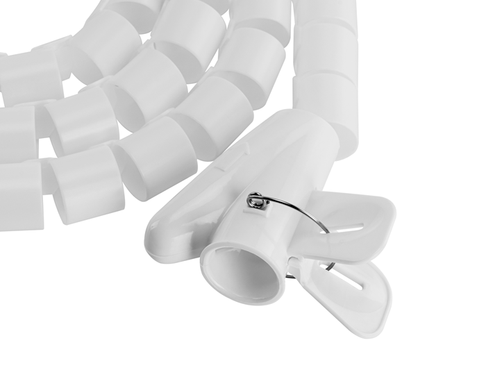 Brateck 25mm/1" Diameter Coiled Tube Cable Sleeve Material Polyethylene(PE) Dimensions 1000x25mm - White thumbnail 3