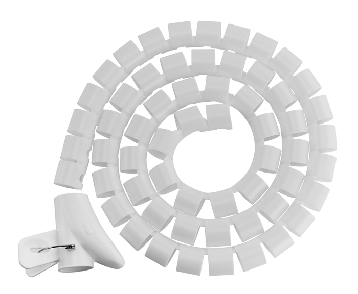Brateck 30mm/1.2" Diameter Coiled Tube Cable Sleeve   Material Polyethylene(PE) Dimensions 1000x30mm - White