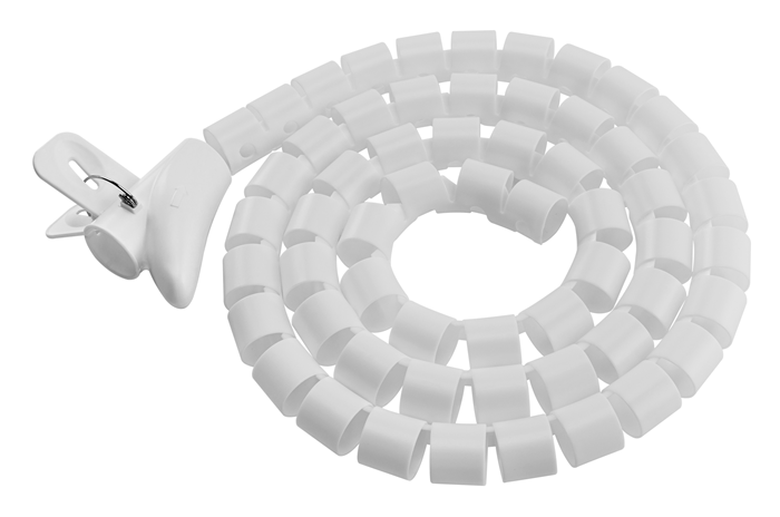Brateck 30mm/1.2" Diameter Coiled Tube Cable Sleeve   Material Polyethylene(PE) Dimensions 1000x30mm - White thumbnail 2