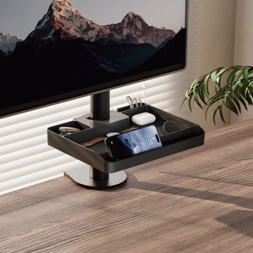 Brateck Pole Mounted Storage Shelf Easily mounted to Φ30-48mm (1.2"-1.9") poles (BLACK) 224x176x30mm (8.8"x6.9"x1.2" ) thumbnail 2