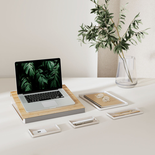 Brateck 2-in-1 Desktop Storage Box,  402x346x36mm, Weight Capacity:  5kg, Removeable Tray: organizes and stores small items thumbnail 3