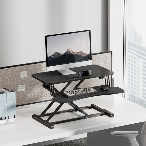 Brateck COST-EFFECTIVE ELECTRIC X-LIFT DESK CONVERTER 615x800x156~480mm up to 20kg, Black, Worksurface Size(LxW): 800x400mm thumbnail 2