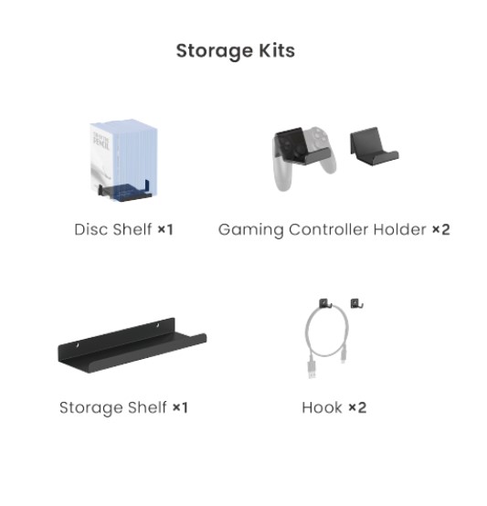 Brateck GMPB-05-02-B Clamp-on desk Pegboard Organizer with Storage Kits (Black) thumbnail 3