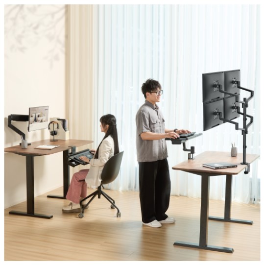 Brateck KBT11-01 Clamp-On Sit-Stand Keyboard Tray with Wrist Rest & Storage Drawer (Black) thumbnail 3
