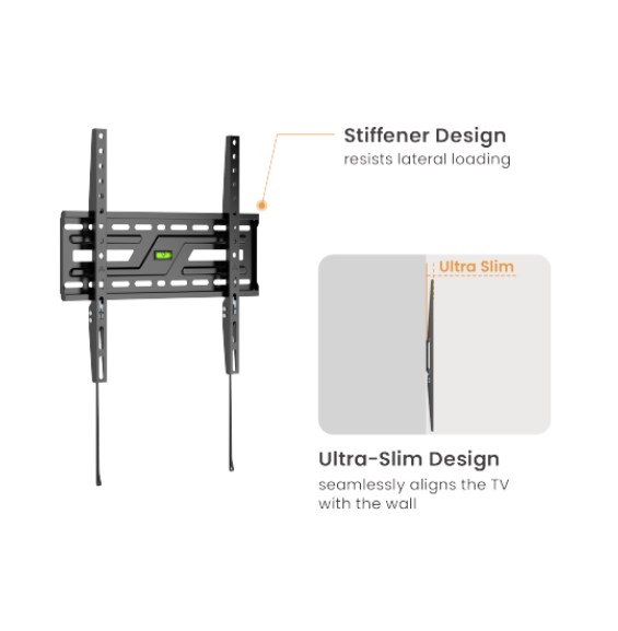 Brateck KL38-44F Large-Screen Compact Fixed TV Wall Mount Fit Screen Size: 32"-75" Up to  75kg, Fit Curved TV, 24x438x425mm thumbnail 2