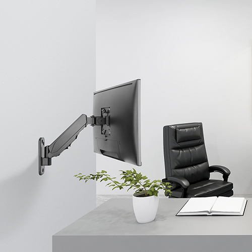 Brateck Single Screen Wall Mounted Gas Spring Monitor Arm,17"-32",Weight Capacity (per screen) 8kg; Matte Black thumbnail 2