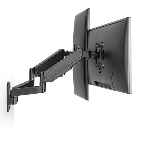 Brateck Dual Monitor Wall Mounted Gas Spring Monitor Arm 17"-32",Weight Capacity (per screen)8kg, Matte Black gallery 3