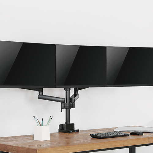 Brateck Triple Monitor Aluminum Slim Pole Held Mechanical Spring Monitor Arm Fit Most 17"-27" Monitors Up to 7kg per screen VESA 75x75/100x100 thumbnail 2
