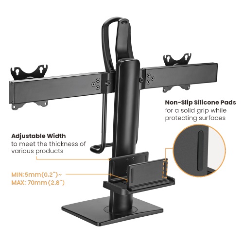 Brateck Dual Screens Vertical Lift Monitor Stand With Thin Client CPU Mount  Fit Most 17"-27" Monitor Up to 6kg per screen VESA 100x100,75x75 thumbnail 3