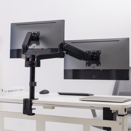 Brateck Dual Monitors Pole-Mounted Gas Spring Monitor Arm Fit Most 17"-32" Monitors Up to 9kg per screen VESA 75x75/100x100 thumbnail 3