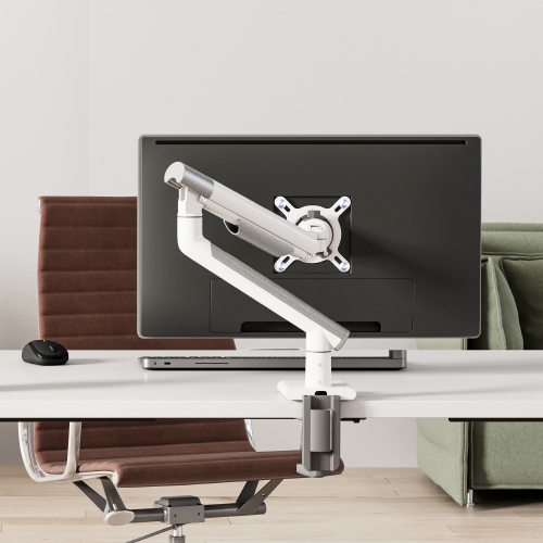 Brateck Single Monitor Premium Slim Aluminum Spring-Assisted Monitor Arm Fix Most 17"-32" Monitor Up to 9kg per screen VESA 75x75/100x100 - White gallery 4