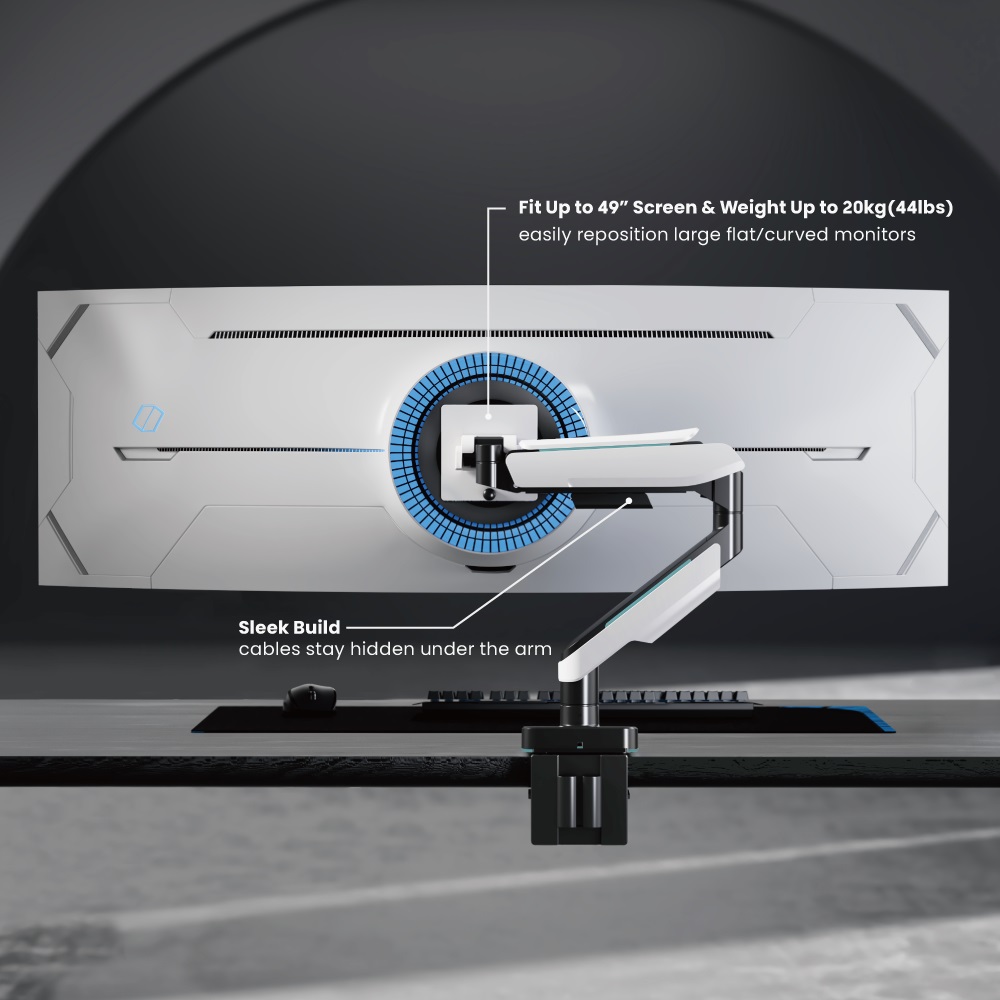 Brateck Single Heavy-Duty Gaming Monitor Arm Fit Most 17"-49" Monitor Up to 20KG, Fit Curved Monitor,  VESA 75x75,100x100 thumbnail 2