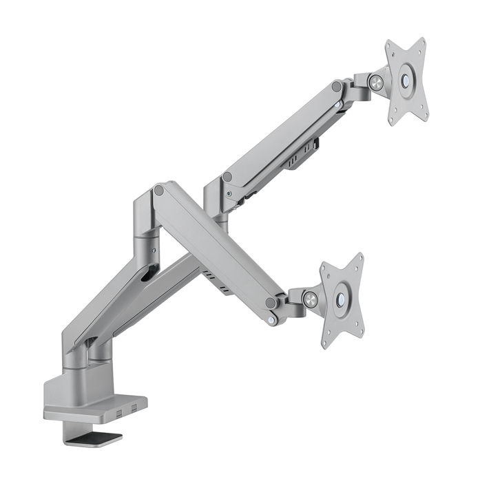 Brateck Dual Monitor Thin Gas Spring Monitor Arm Fit Most 17"-32" Monitors, Up to 9kg per screen VESA 75x75/100x100 Matte Silver thumbnail 2