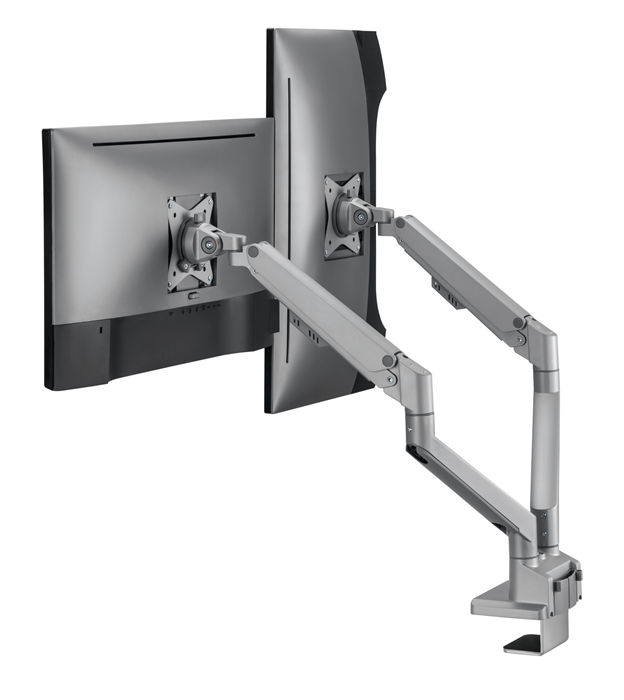 Brateck Dual Monitor Thin Gas Spring Monitor Arm Fit Most 17"-32" Monitors, Up to 9kg per screen VESA 75x75/100x100 Matte Silver thumbnail 4