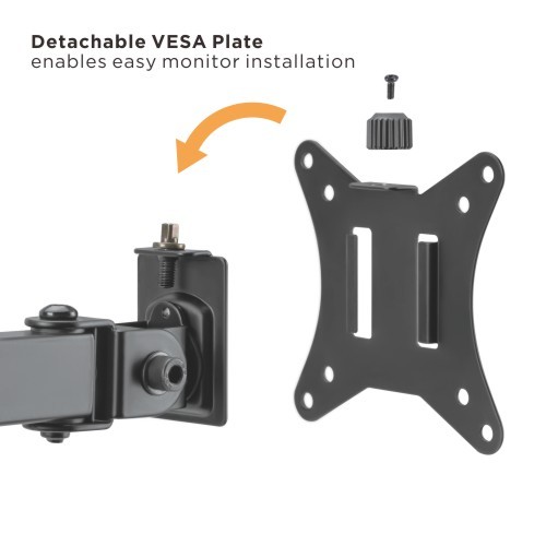 Brateck Dual-Monitor Steel Articulating Monitor Mount Fit Most 17"-32" Monitor Up to 20KG VESA 75x75,100x100(Black)(NEW) thumbnail 2