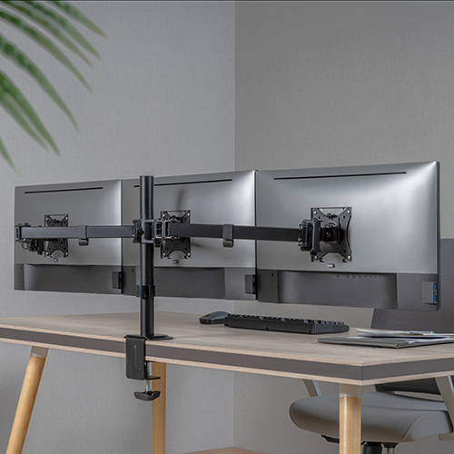 Brateck Triple-Monitor Steel Articulating Monitor Mount Fit Most 17"-27" Monitor Weight Capacity (per screen):7kg, VESA: 75x75,100x100(Black) gallery 2