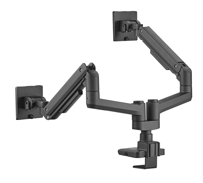 Brateck Fabulous Pole-Mounted Gas Spring Dual Monitor Arm Fit Most 17"-35" Monitors, Up to 20kg per screen VESA 75x75/100x100 Fine Texture Black （LS） thumbnail 2