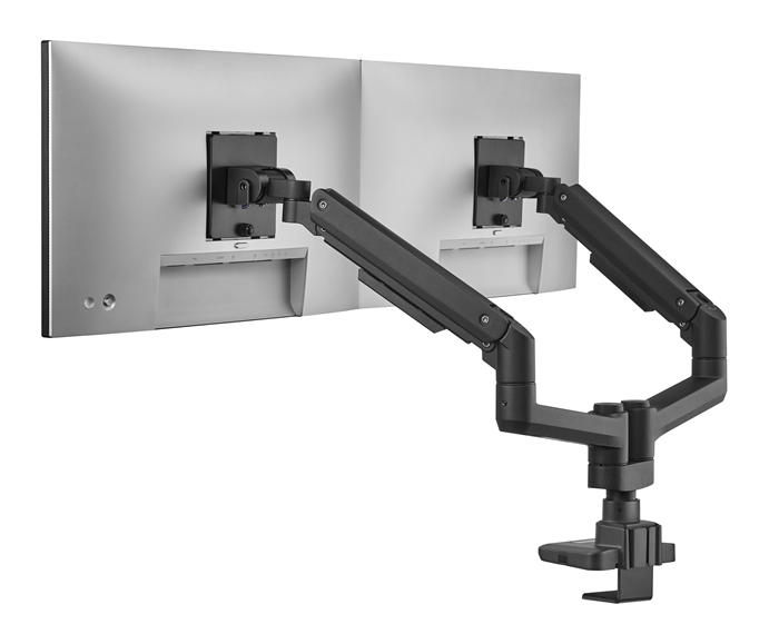 Brateck Fabulous Pole-Mounted Gas Spring Dual Monitor Arm Fit Most 17"-35" Monitors, Up to 20kg per screen VESA 75x75/100x100 Fine Texture Black （LS） thumbnail 3