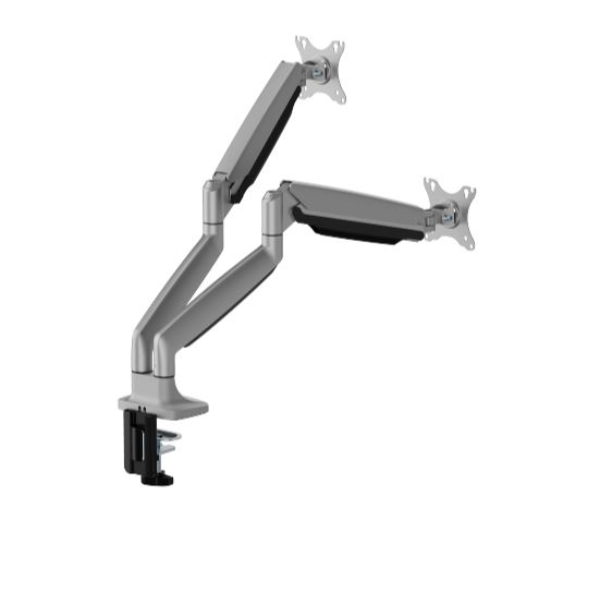 Brateck LDT82-C024UC Dual Screen Heavy-Duty Gas Spring Monitory Arm with USB Ports For most 17"~35" Monitors, Matte Silver thumbnail 2