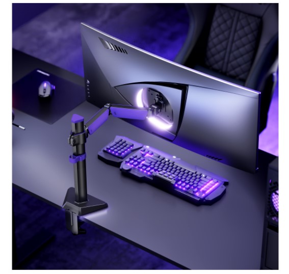 Brateck LDT89-C012 Amethyst Articulating Gaming Monitor Arm Matte Black, Fit Screen Size: 17"-40" Up to 12 KG, VESA 75x75,100x100 gallery 2