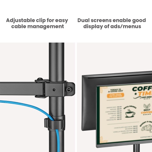 Brateck POS Mounting Solution For Dual Screens (with keyboard tray), Fit Screen Size:17"-32"m, Weight Capacity (per screen): 9kg thumbnail 4